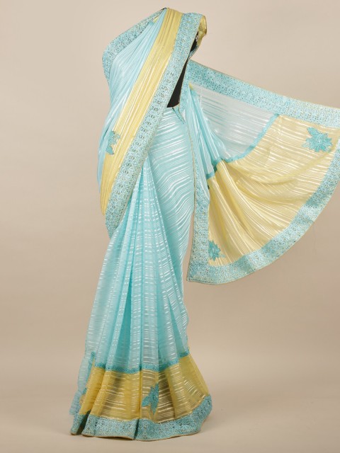 

Pothys Blue & Gold-Toned Woven Design Saree