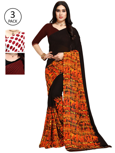 

KALINI Pack of 3 Printed Sarees, Multi