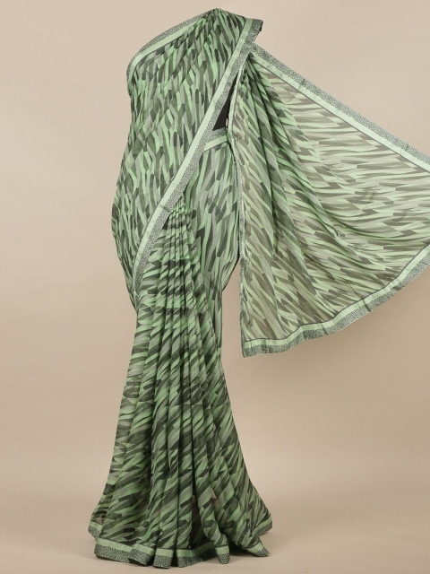 

Pothys Green & Grey Poly Chiffon Saree