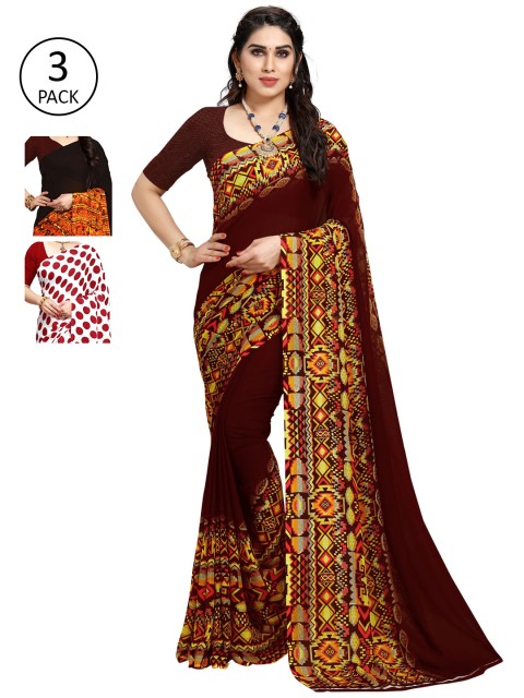 

KALINI Pack of 3 Printed Sarees, Multi