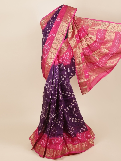 

Pothys Violet & Pink Bandhani Art Silk Saree