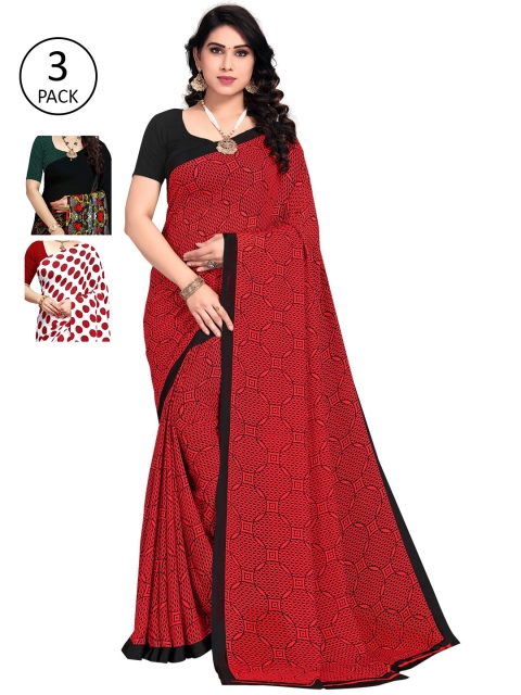 

KALINI Pack of 3 Printed Sarees, Multi
