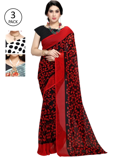 

KALINI Women Pack of 3 Printed Sarees, White