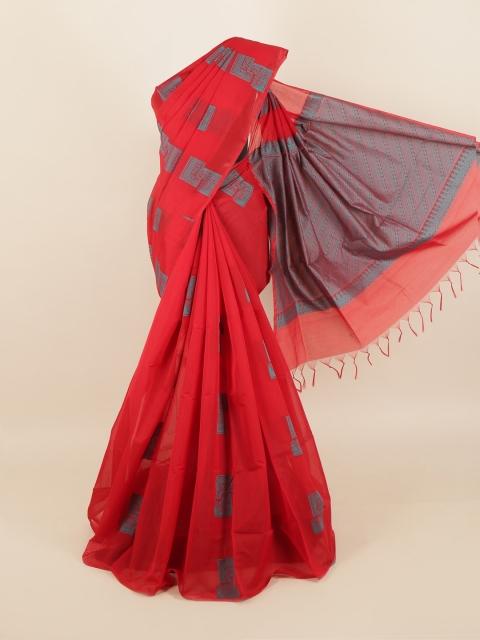 

Pothys Red & Grey Silk Cotton Saree
