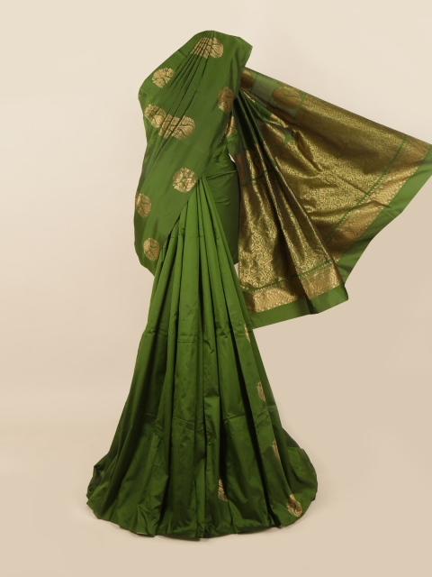 

Pothys Olive Green & Golden Ethnic Motifs Woven Design Zari Saree