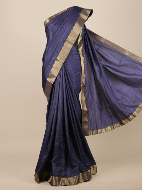 

Pothys Blue & Gold-Toned Zari Jute Silk Saree