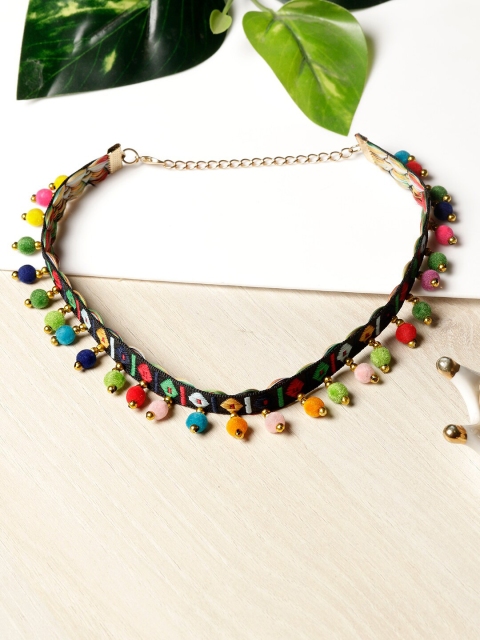 

AQUASTREET Gold-Toned & Black Gold-Plated Tribal Choker Necklace