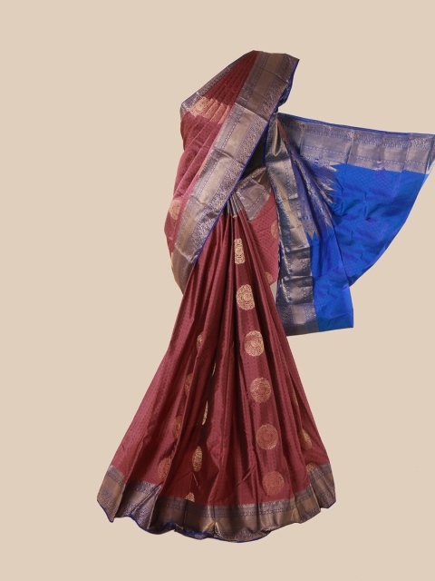 

Pothys Purple & Blue Woven Design Zari Pure Silk Kanjeevaram Saree