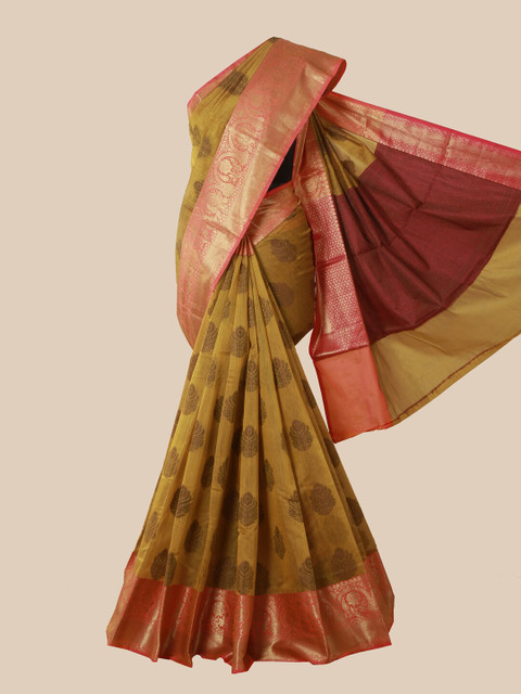 

Pothys Mustard & Red Woven Design Saree