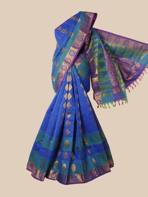 

Pothys Blue & Purple Woven Design Zari Pure Silk Kanjeevaram Saree