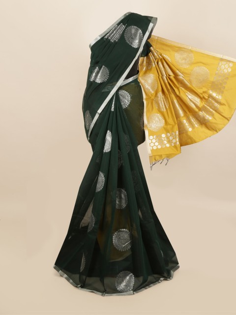 

Pothys Green & Silver Woven Design Saree