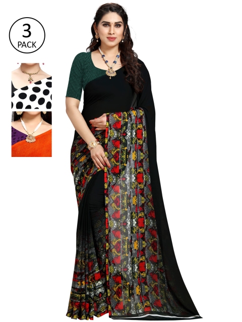 

KALINI Pack Of Three Printed Saree, White