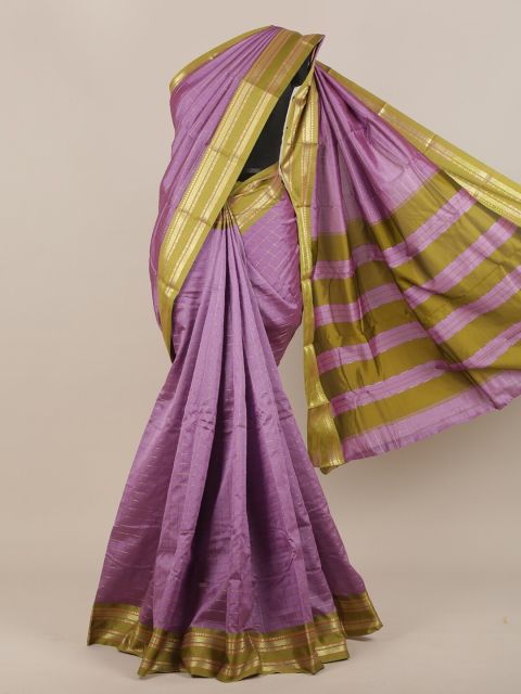

Pothys Lavender & Green Checked Zari Art Silk Saree