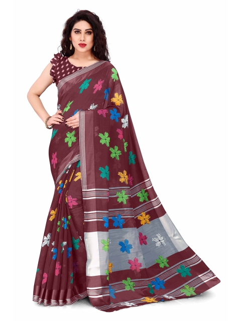 

KALINI Maroon & Green Floral Bagh Polycotton Saree