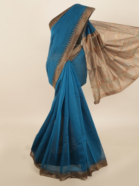 

Pothys Blue & Beige Solid Saree