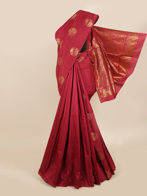 

Pothys Maroon & Golden Ethnic Motifs Woven Design Saree