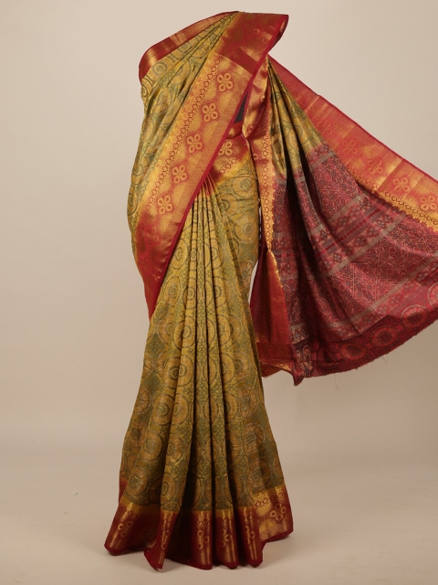 

Pothys Gold-Toned & Red Woven Design Jute Silk Saree