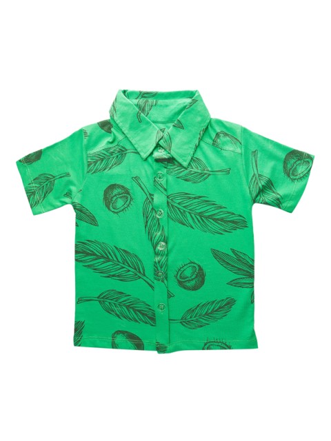 

You Got Plan B Boys Green Tropical Printed Cotton Casual Shirt