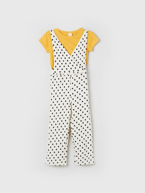 

max Girls White & Black Printed Basic Jumpsuit