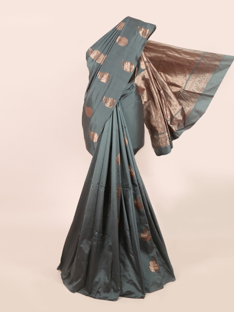 

Pothys Grey & Gold-Toned Ethnic Motifs Art Silk Bagh Saree