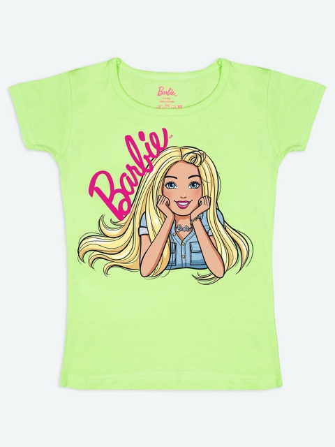 

Barbie Girls Lime Green Printed Extended Sleeves T-shirt