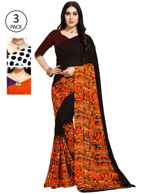 

KALINI Pack of 3 Printed Sarees, Multi