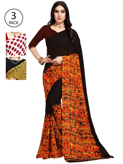 

KALINI Pack of 3 Printed Sarees, Multi
