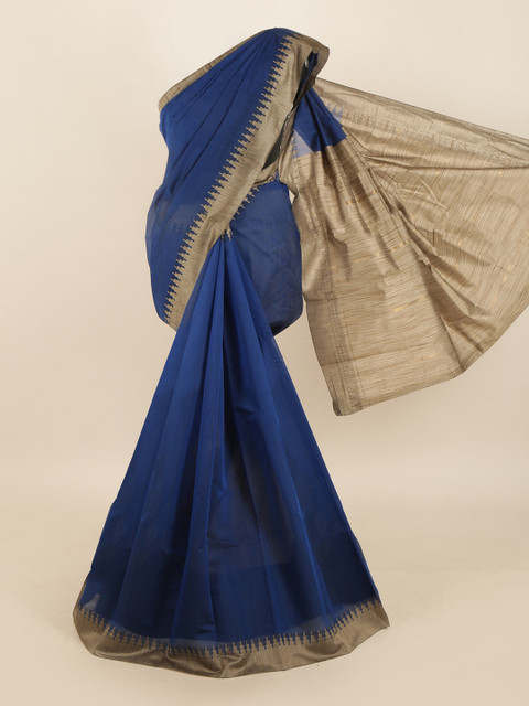 

Pothys Blue & Beige Silk Cotton Saree