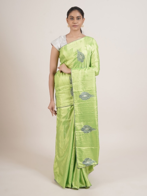 

Pothys Green & Off White Floral Art Silk Saree
