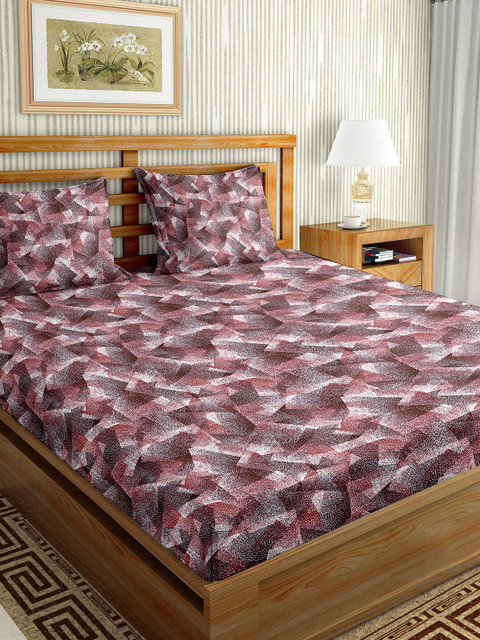 

BELLA CASA Purple & White 180 TC King Bedsheet with 2 Pillow Covers