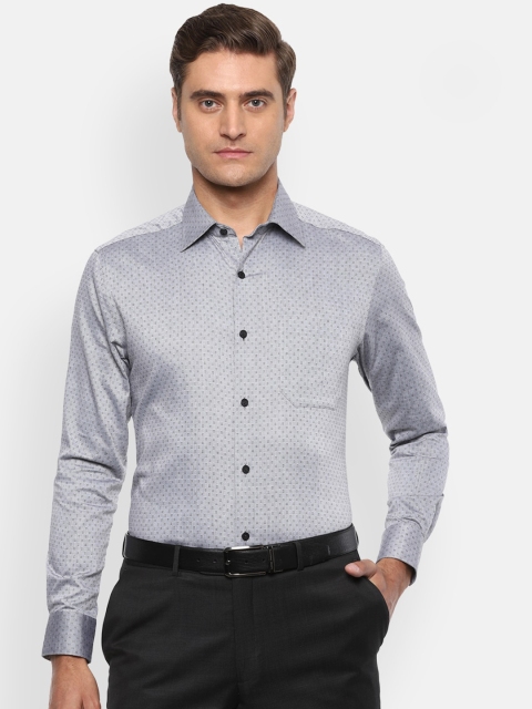 

Louis Philippe Men Grey Printed Casual Shirt