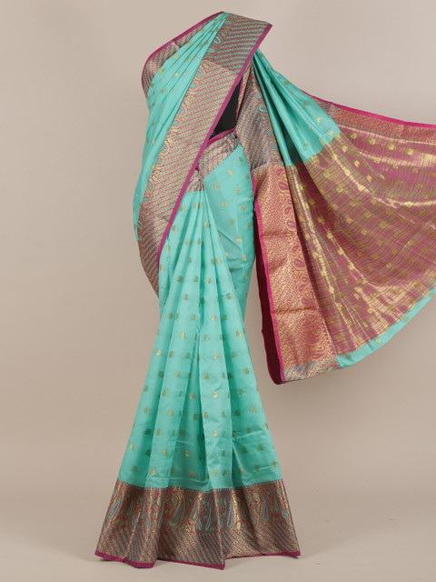

Pothys Turquoise Blue & Pink Ethnic Motifs Saree