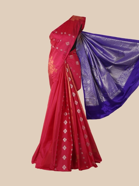 

Pothys Pink & Blue Woven Design Zari Pure Silk Kanjeevaram Saree