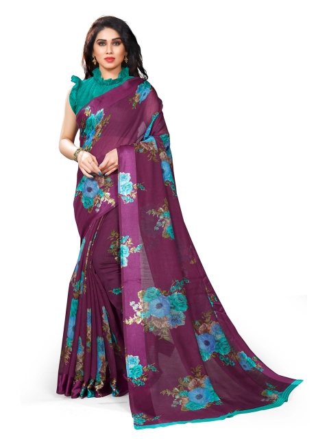 

KALINI Purple & Blue Floral Bagh Saree