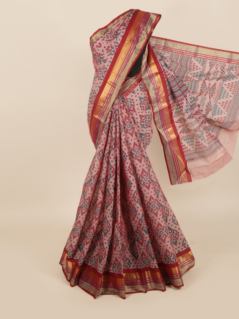 

Pothys Pink & Maroon Floral Zari Saree