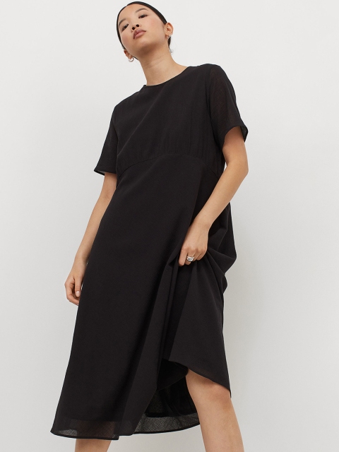 

H&M Women Black Crinkled Cotton Dress