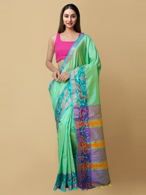 

Unnati Silks Green & Purple Zari Mangalagiri Saree