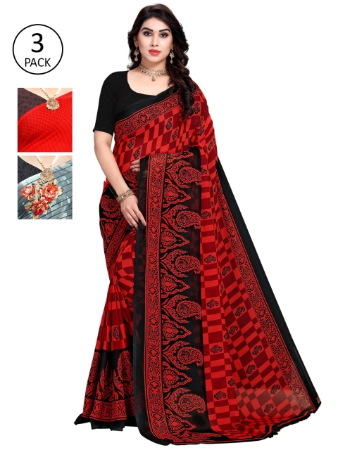

KALINI Pack Of 3 Multicoloured Poly Georgette Sarees, Multi