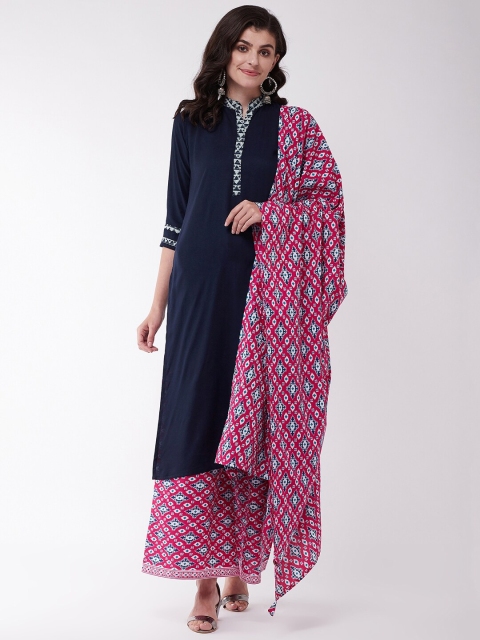 

InWeave Pink & Blue Printed Pure Cotton Dupatta