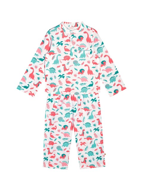 

Budding Bees Boys White & Pink Printed Pure Cotton Night suit