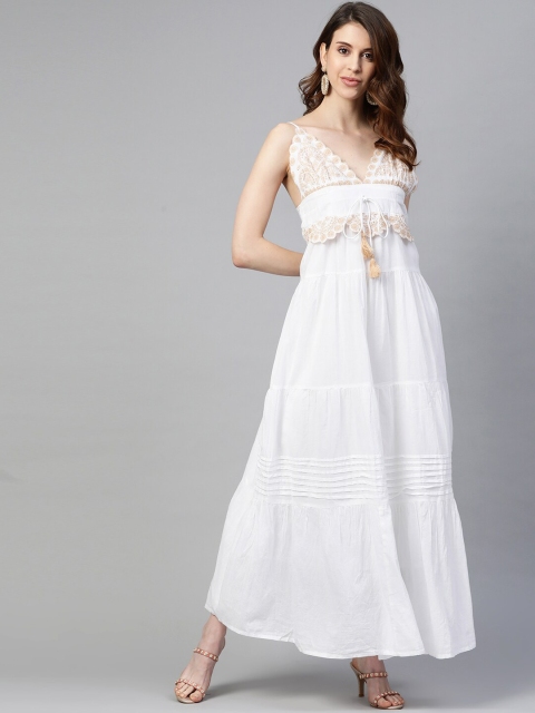

Sangria White Embroidered Tiered Maxi Dress