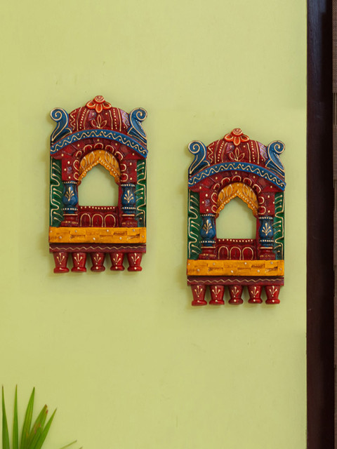 

ExclusiveLane Set Of 2 Multicoloured Handcrafted Jharokha Wall Hanging, Multi