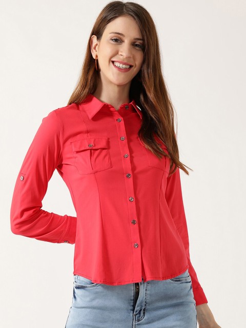 

V2 Value & Variety Women Red Regular Fit Solid Casual Shirt