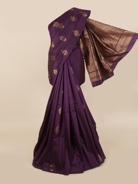 

Pothys Violet & Gold-Toned Woven Design Art Silk Saree