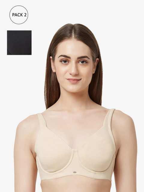 

Soie Pack of 2 Full Coverage Underwired Everyday Bra COMBO CB-204NUDE/BLACK-Multi