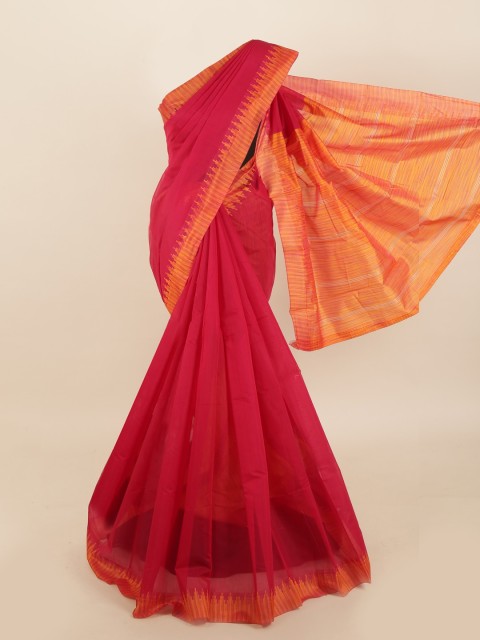 

Pothys Women Fuchsia & Yellow Solid Saree