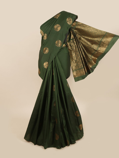 

Pothys Olive Green & Golden Ethnic Motifs Saree