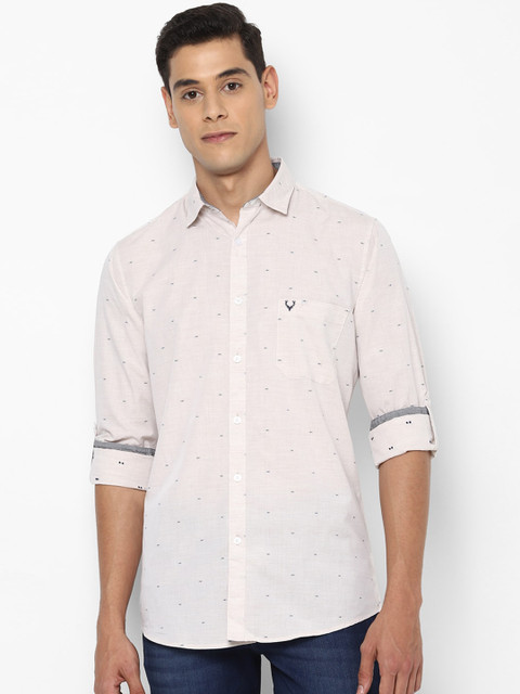 

Allen Solly Men Cream-Coloured Slim Fit Printed Casual Shirt