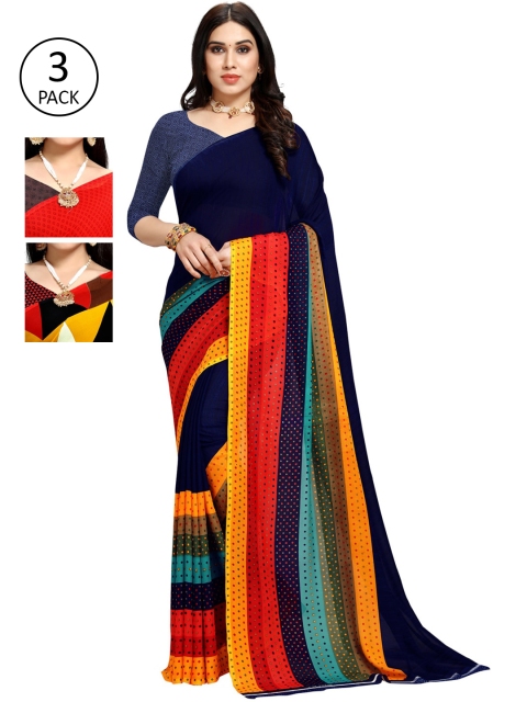 

KALINI Pack Of 3 Multicoloured Poly Georgette Sarees, Multi