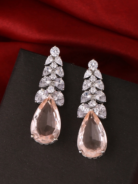 

Tistabene Gold-Toned & White Contemporary Drop Earrings